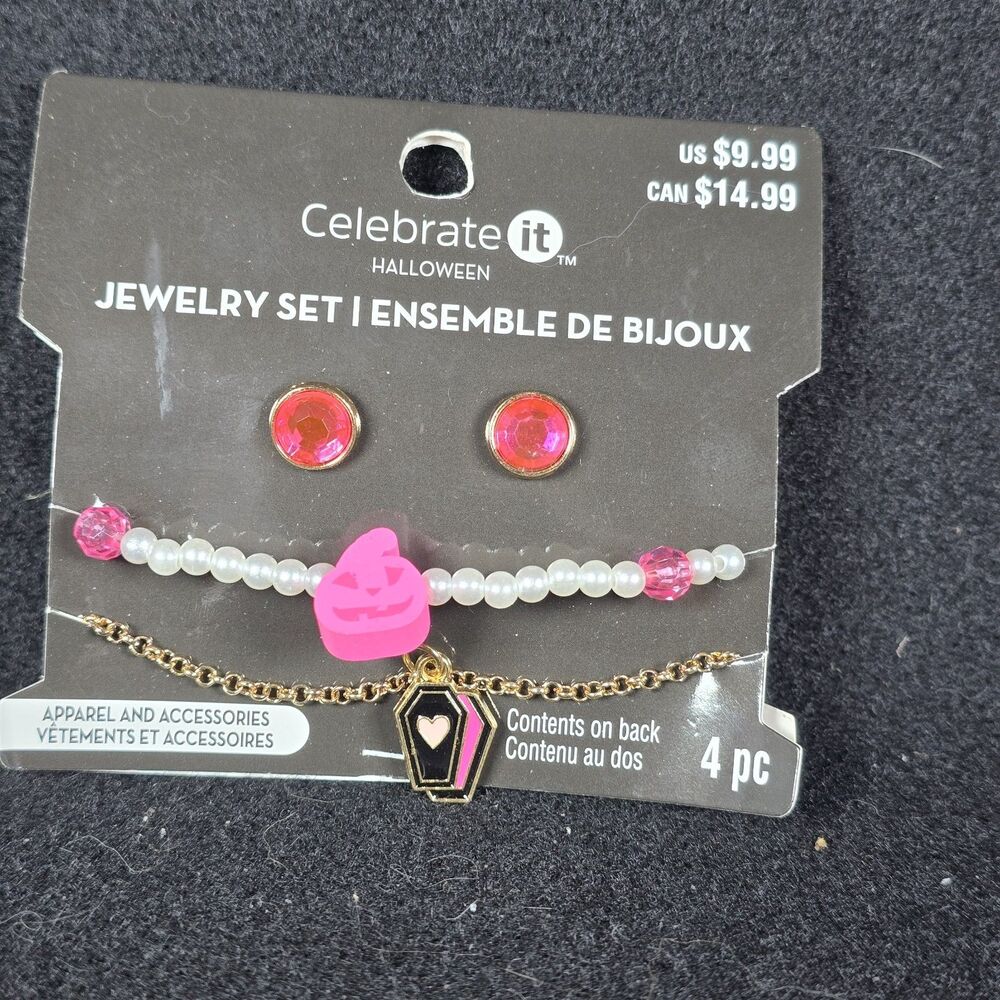 New Celebrate It Halloween Jewelry Sets 4pc Ghost Coffin Pumpkin Spooky
